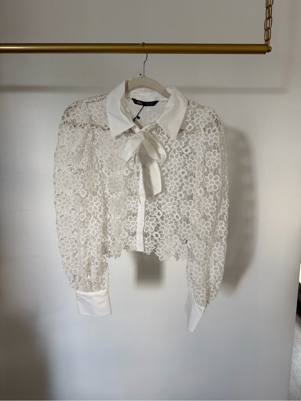 Lace Bow Tie Collared Blouse - Zara